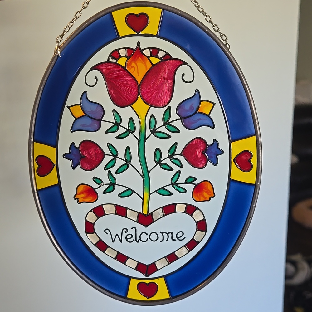 Colorful Stained Glass Welcome Sign